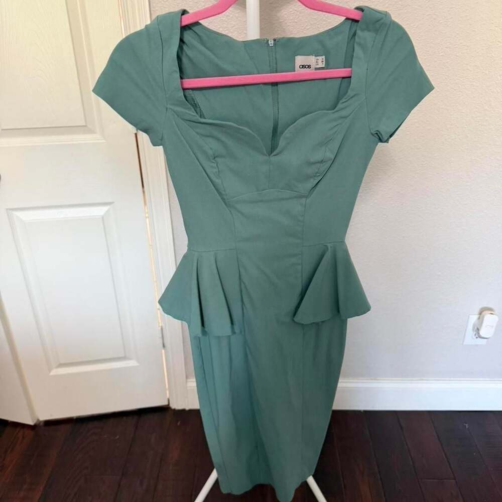 ASOS Green Peplum Pencil Dress